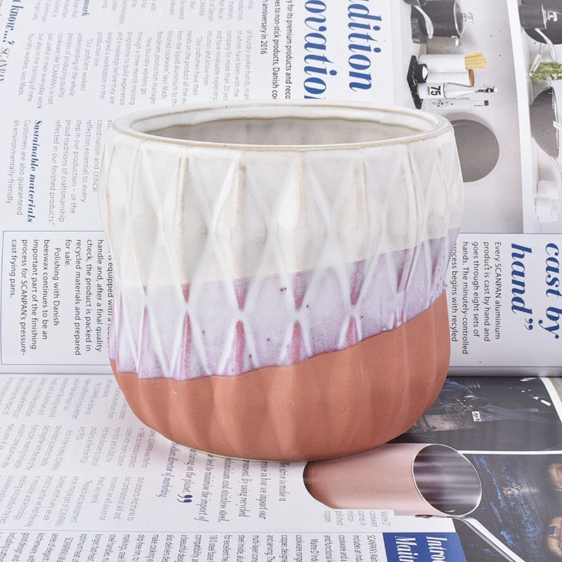 600ml Frosted ceramic candle container embossed candle holder home decor