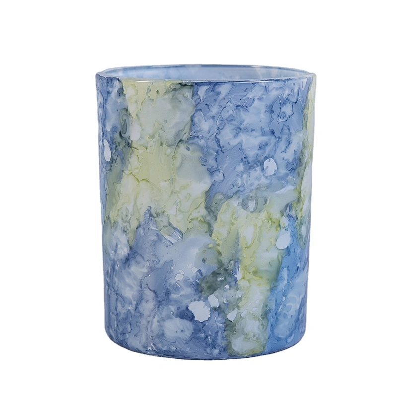 Bulk China marble cylinder empty ceramic candle jar holder