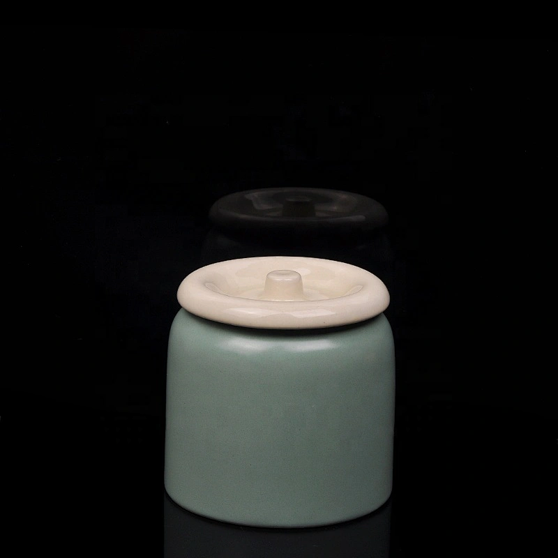 230ml Soft Green and White Ceramic Candle Jar Home Decoration