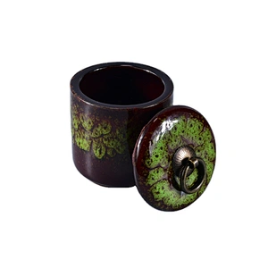 Sunny amber cylinder ceramic candle jar with lid