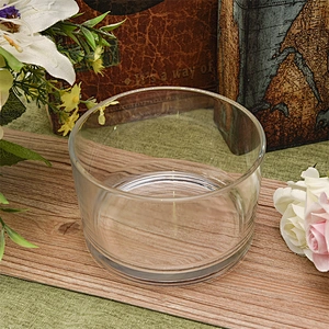 Wide mouth glass vessel for candle making, glass candle container