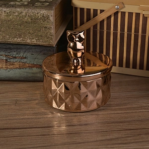 Electroplating ceramic candle container with gold lid wholesales