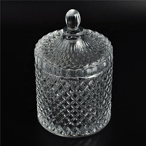 10oz 12oz 14oz Wholesales tealight geo Luxury glass candle holder with lid