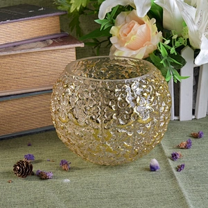 Embossed glass candle ball light gold spray candle holder home decoration wholesale