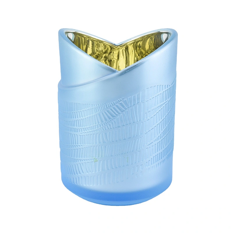 Sunny luxury custom blue heart shape glass candle jars home decoration