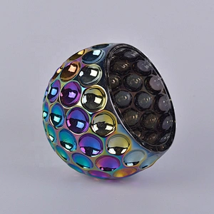 Luxury fingerprint plating candle vessel glass votive candle jar bedroom decorative wholesale