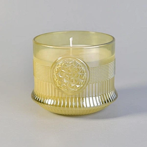 10oz Luxury custom yellow crystal candle glass jar for home decor