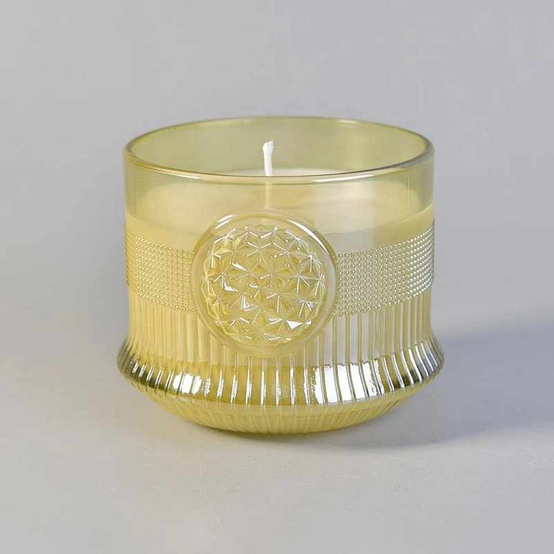 10oz Luxury custom yellow crystal candle glass jar for home decor
