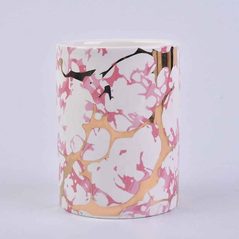 10oz 20oz Sunny design Wholesales custom pink cylinder ceramic candle jar