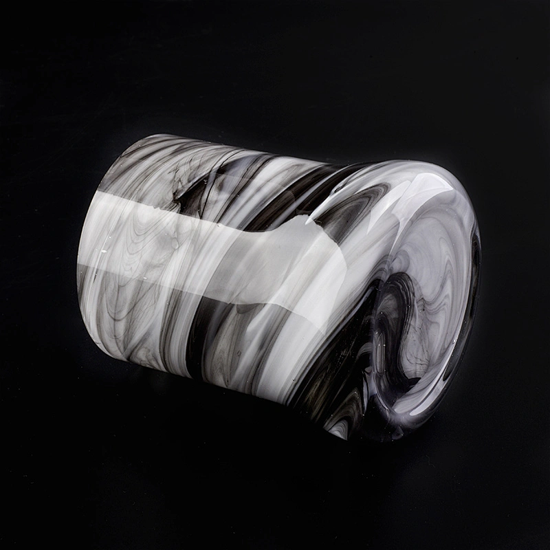 black brushed glass vessel, 12 oz glass candle jar hand made