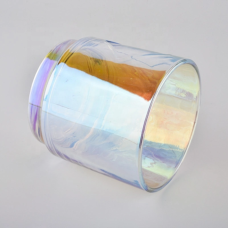 holographic glass candle jars with metal label