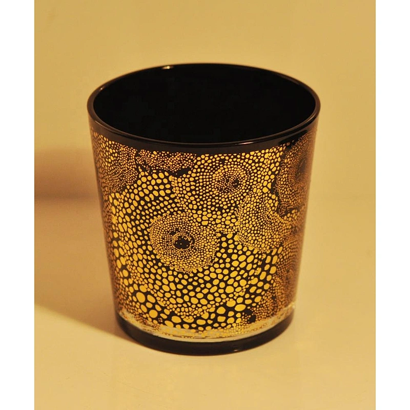 Wholesales Luxury black glass candle vessel for home decoration