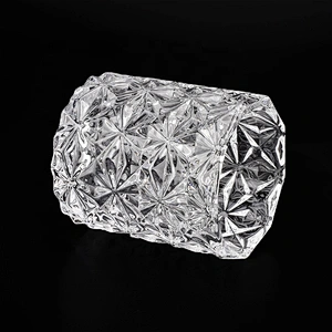 Wholesale cylinder glass snowflake embossed candle  holders home decoration