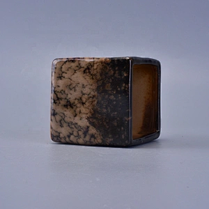 Square brown ceramic candle holder christmas