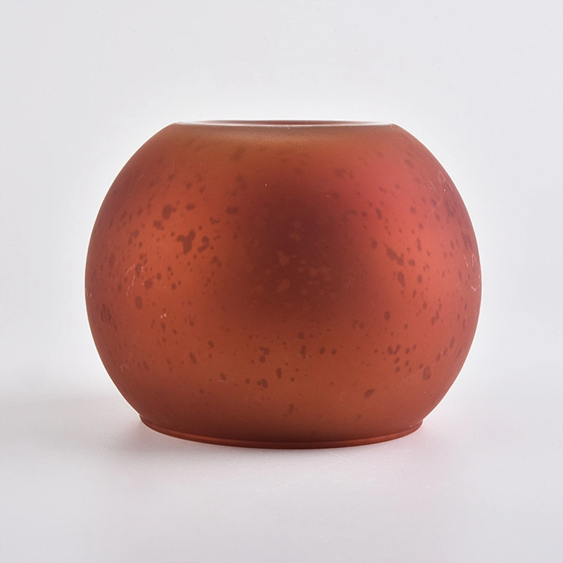 ball shape glass candle container red mercury glass candle vessel