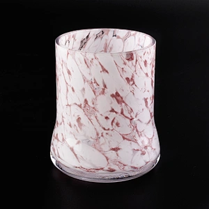 pink and white color mixed status glass candle jar hand made