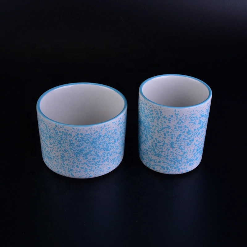 Wholesale decorative blue ceramic candle jar