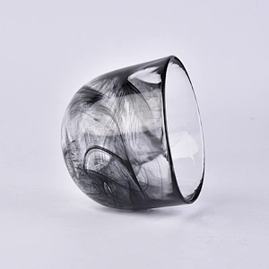 Unique black glass candle vessel glass holder for candle wedding centerpieces