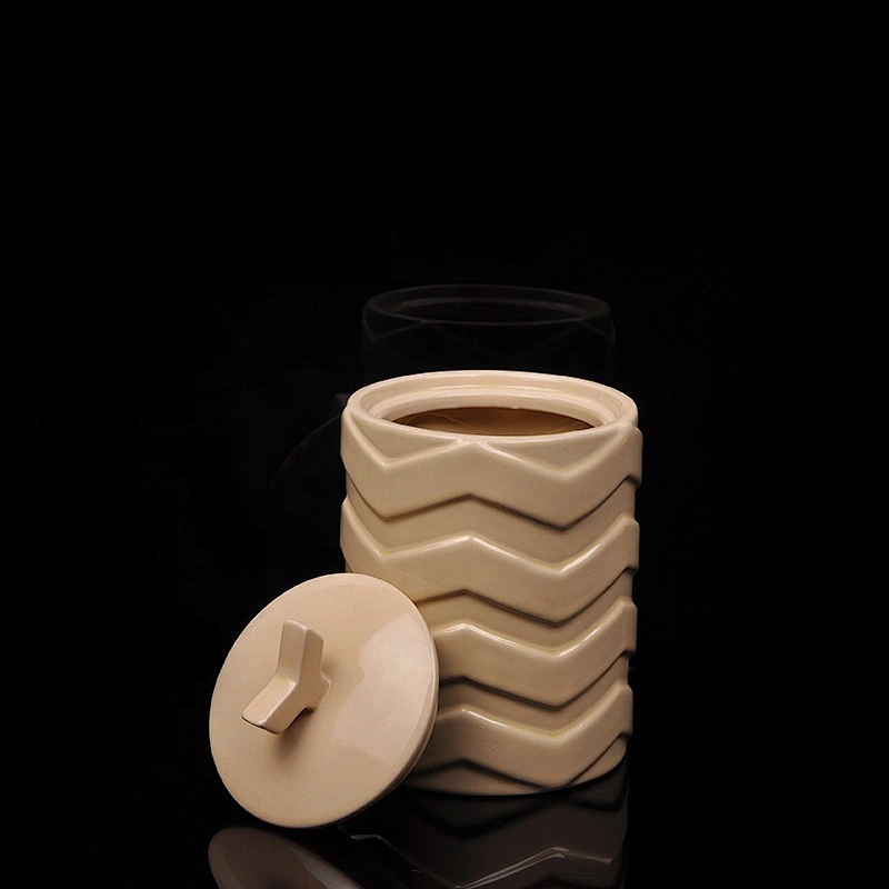 19oz Ceramic Jar Ceramic Candle Holder with Lids for Home Decoration