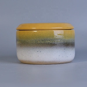 Customized handmade glaze ceramic tealight candle vessel candle containers with lid home decor supplier