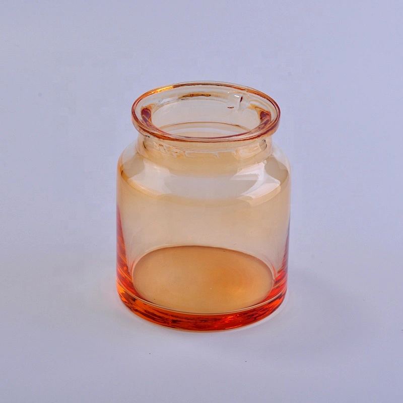 Transparent orange glass candle jars home decoration wholesale