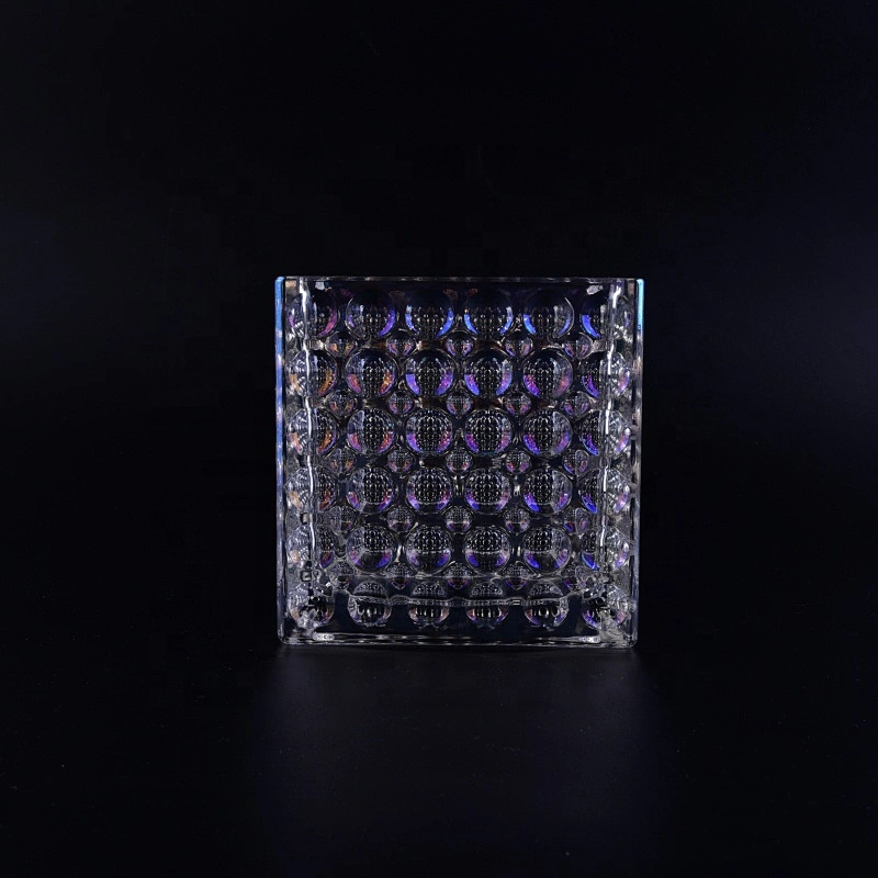 Supplier Luxury bubble custom square empty glass candle jars