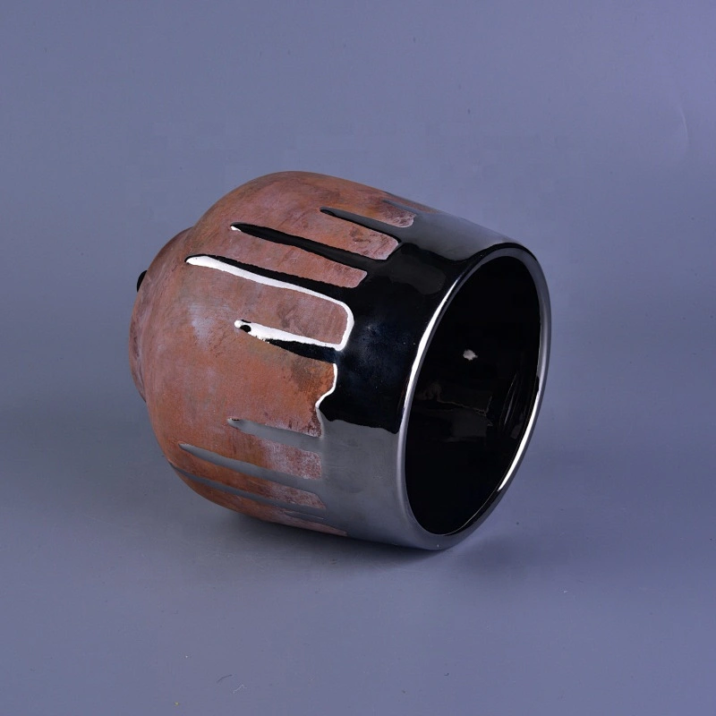 900ml Silver and Pink Stoneware Ceramic Candle Holders for Home Decoration
