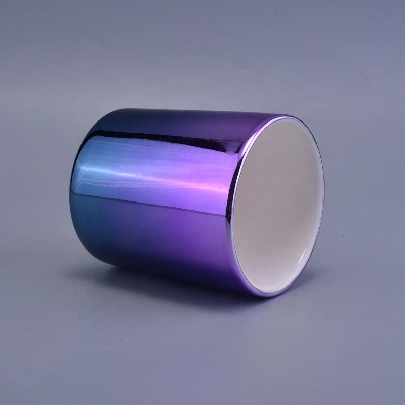 400ml Cylinder plating ceramic candle holder wholesales