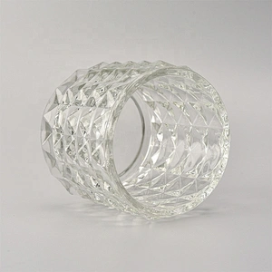 Wholesale cylinder glass candle  holders embossement home decoration