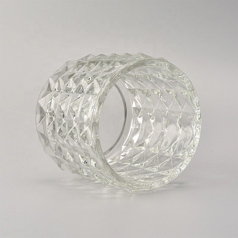Wholesale cylinder glass candle  holders embossement home decoration