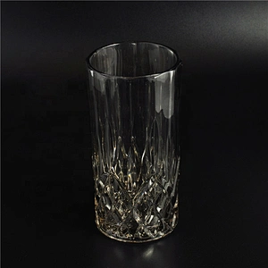 Tall glass candle holders engraved bottom wholesale home decoration