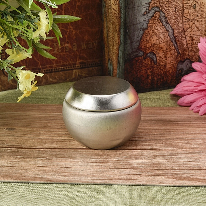 Vintage silver Metal Candle tin Container with lid for home Decoration in bulk