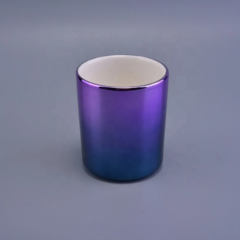 400ml Cylinder plating ceramic candle holder wholesales