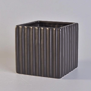 1000ml Square Ceramic Candle Holders Stripes Pattern Home Decoration Pieces