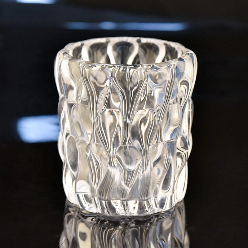 309ML New Arrival Glass Candle Jar with Emboss Design