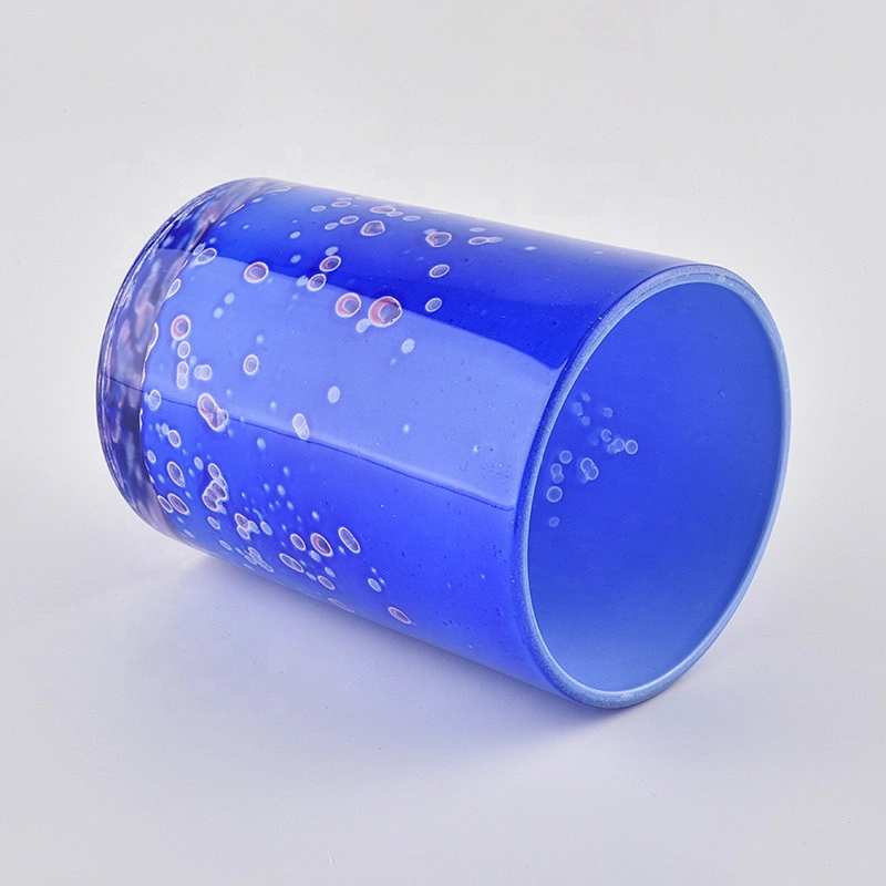 Luxury blue glass jar candle container 10oz