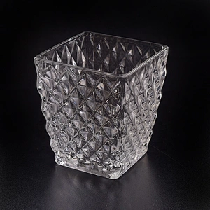 Square Glass Candle tumbler pressed candle jar home Decor