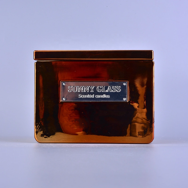 10oz 12oz 16oz Sunny luxury empty gold tealight glass candle jars with lids