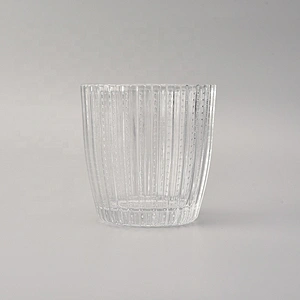 Classic clear glass candle jars lines and dots wholesale for home decoration