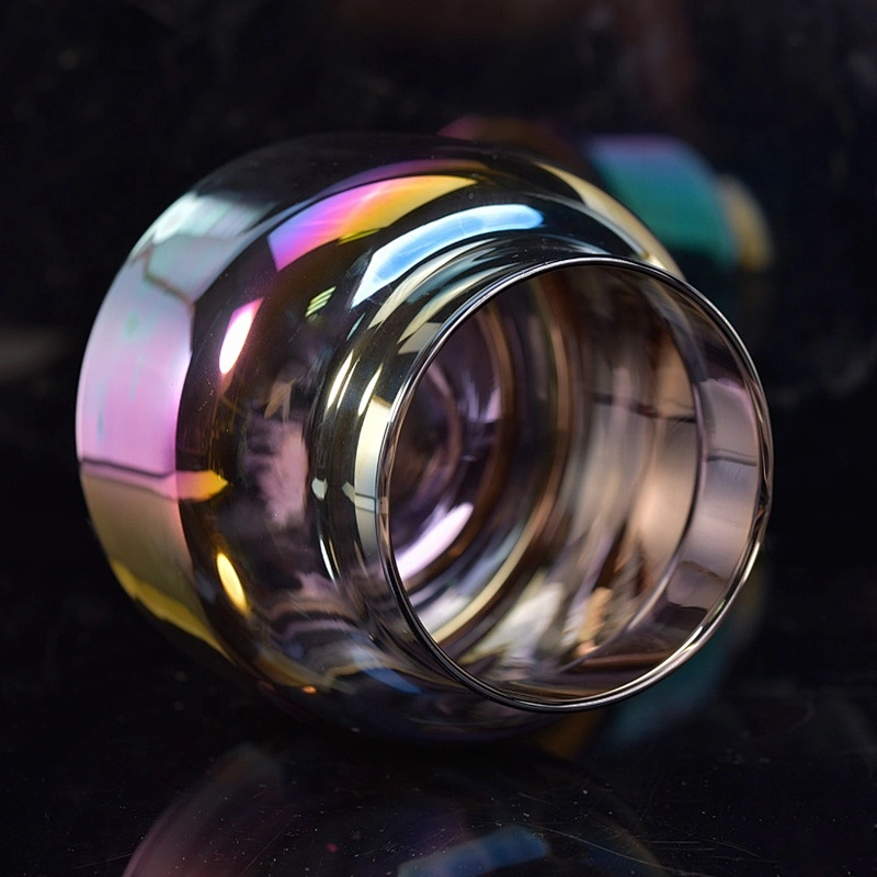 Modern customized candle jar glass iridescent candle vessel wholesales