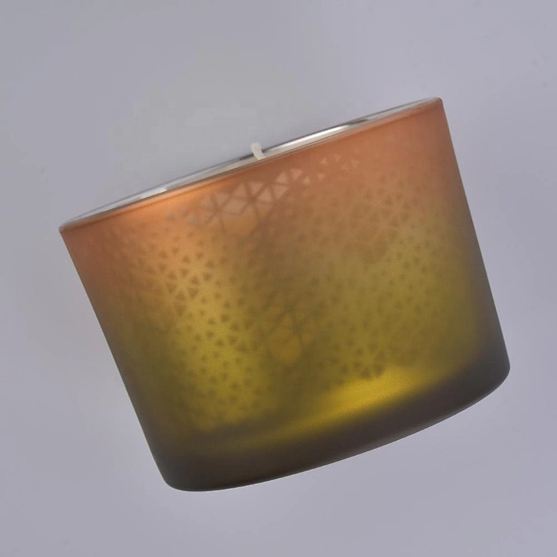 Sunny glassware luxury matte Glass candle holder with wood lid