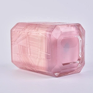 Custom Trapezoid pink tealight candle glass holder