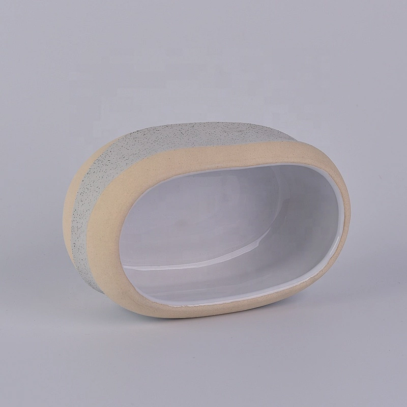 10oz 14oz 16oz Custom oval grey candle ceramic jars