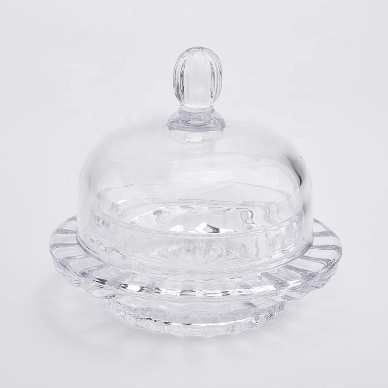 luxury clear crystal glass candle holder doom with glass lid