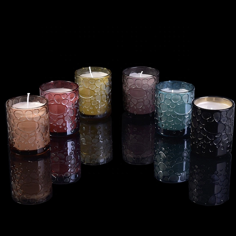 Luxury empty decorative glass jar gold candle 8oz