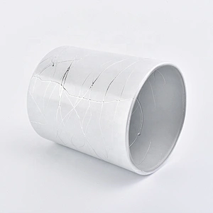 white 12 oz glass candle jar electroplating candle container wire drawing finish