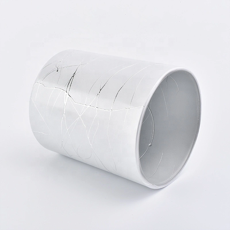 white 12 oz glass candle jar electroplating candle container wire drawing finish