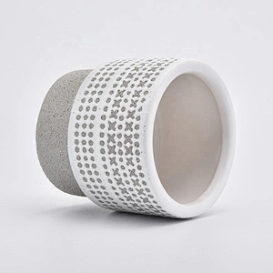 Custom made ceramic candle container grey candle holder home decoration