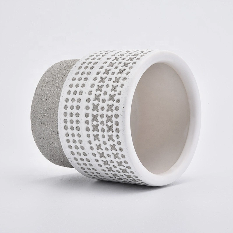 Custom made ceramic candle container grey candle holder home decoration