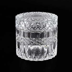 glass candle jar with lid for home decor, empty glass container